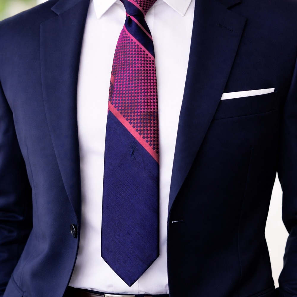 Vintage John Frederics Tie - Brown, White &‎ Blue Paisley Pattern - 3 Wide